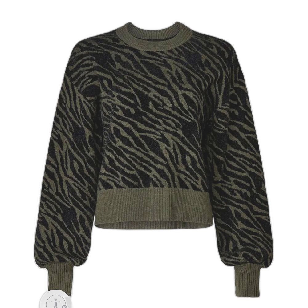 Marissa Webb Collective Olive Zebra Print Sweater – Size Large